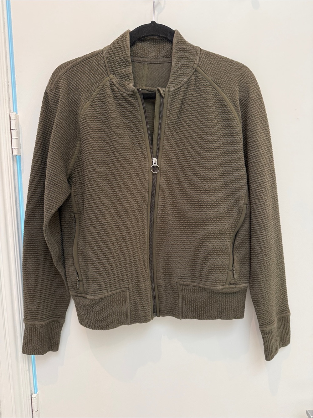 lululemon athletica Olive Ribbed Zip Bomber Jacket